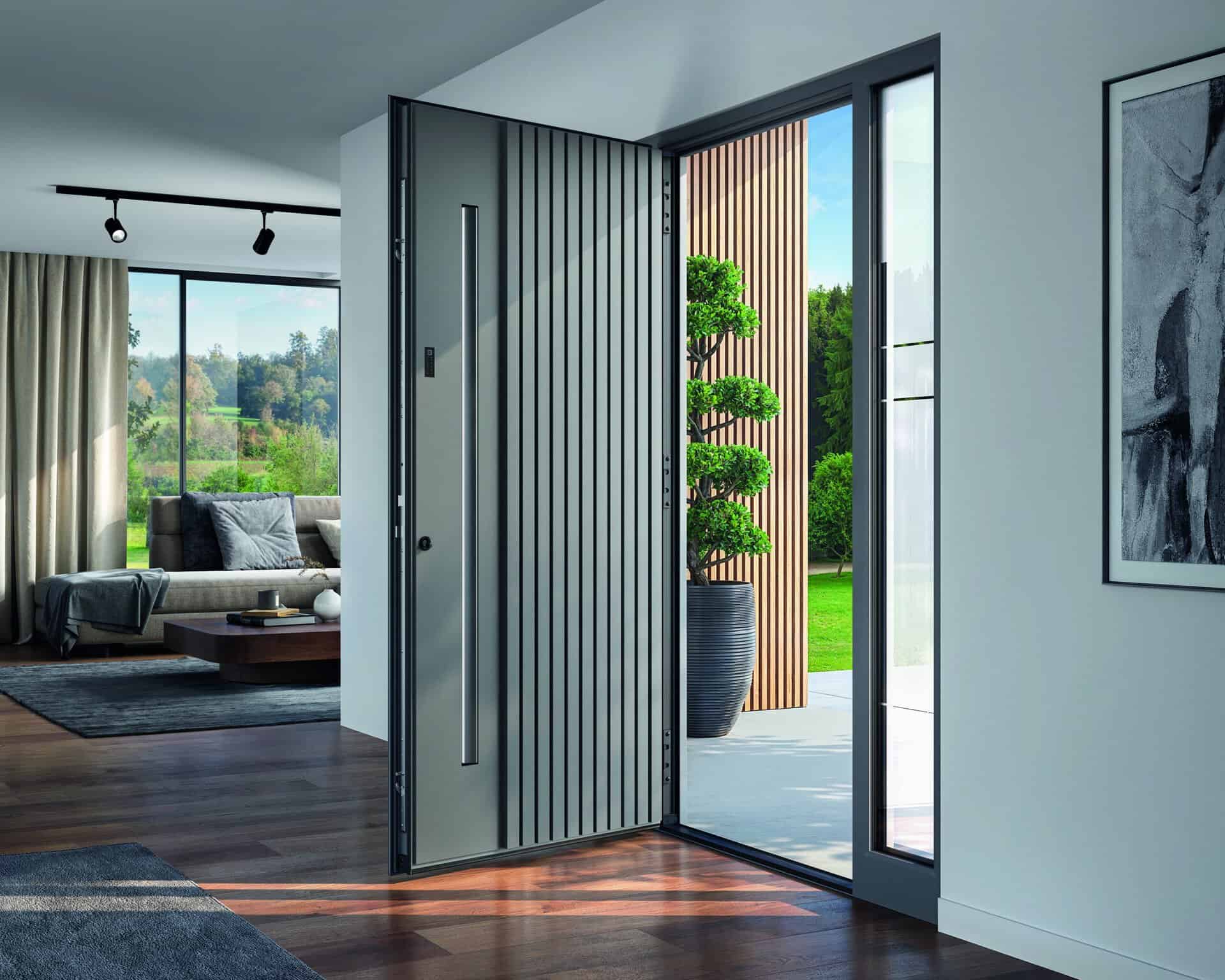 Porte d'entrée équipée d'une serrure connectée pour porte d'entrée Inosmart